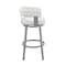 Armen Living Lorin 26" Counter Height Swivel Bar Stool in Silver Finish with White Faux Leather LCLRBASLWH26 - alternate 2